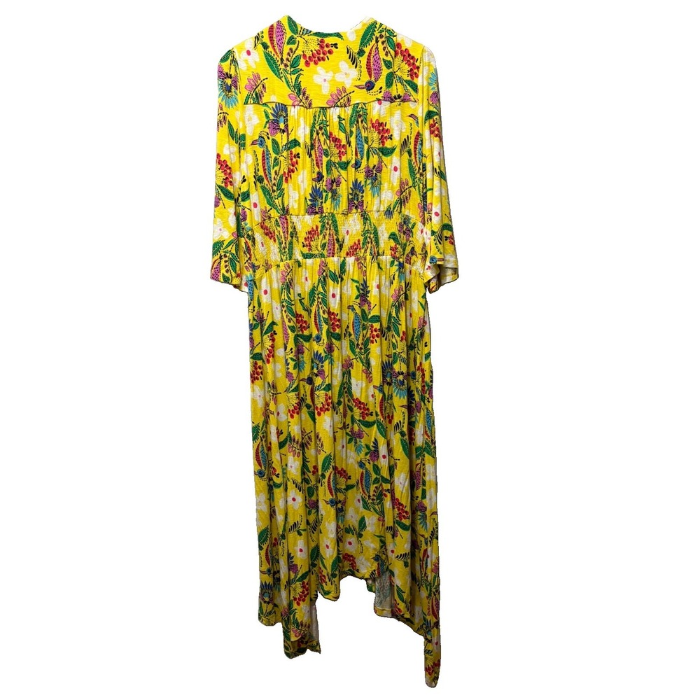 Melissa McCarthy Seven7 3X Yellow Floral Hi Low Maxi Dress Boho Plus Size - Picture 7 of 9